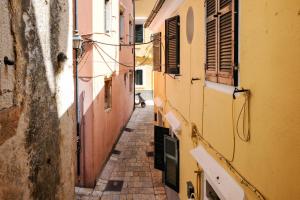 an alley with a cat walking down the street at Electra's house in Corfu Town