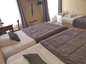 a hotel room with a bed and two nightstands at Hotel De France in Perpignan