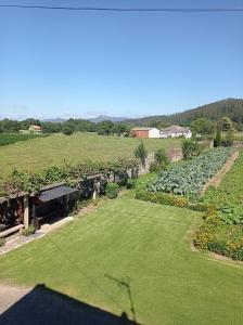 una vista aérea de un jardín con césped verde en CASA DO RIZAL en Lagoa