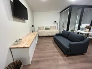 a small living room with a couch and a bed at PATAGONIA FLAT in Esquel +5 photos