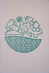 ディアマンテにあるVilla Street Artの太陽と船の海岸図