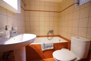 a bathroom with a sink and a toilet and a tub at Alexandra Villa in Bali