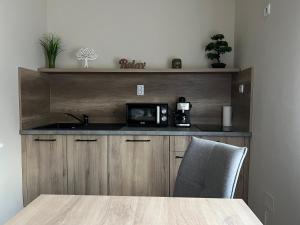 Kuchyň nebo kuchyňský kout v ubytování Alina apartmanok