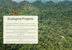 un panneau au milieu d'une forêt d'arbres dans l'établissement La Shamana - Ecological Concept in Jungle, à Cahuita