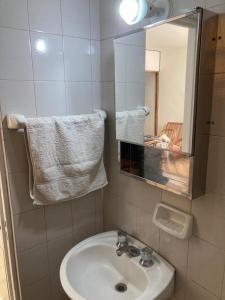 een badkamer met een wastafel en een spiegel bij Departamento Garibaldi 239 in Mendoza