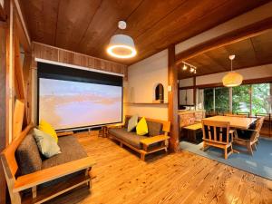 A seating area at Shobuzawa Log