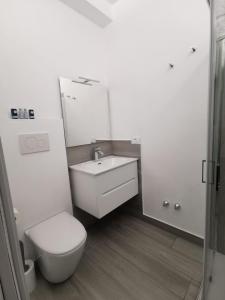 a white bathroom with a toilet and a sink at Puntaalarooms in Punta Ala
