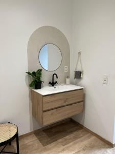 a bathroom with a sink and a mirror at La Casa Avenida in Malmedy +15 photos