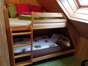 two bunk beds in a wooden cabin at Trippolthof in Prebl