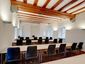 a large conference room with a long table and chairs at Schloss Hotel Burgbrohl in Burgbrohl