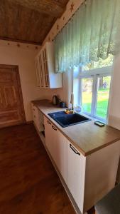 a kitchen with a sink and a window at SIRELISURU KÜLALISTEMAJA 