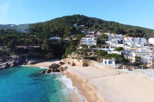 an aerial view of a beach with houses at Hotel Hostalillo by Escampa Hotels in Tamariu