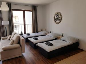 Łóżko lub łóżka w pokoju w obiekcie Apt with 6 single beds