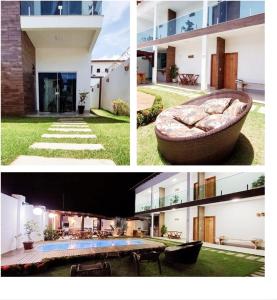 a collage of three pictures of a house at Pousada e Casas João e Ana in Barra Grande