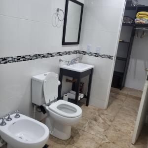 a bathroom with a white toilet and a sink at Apartamento Lo de Ana in Termas de Río Hondo