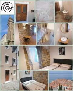 kolaż zdjęć z budynkami i budynkami w obiekcie GG art apartments II w mieście Piran