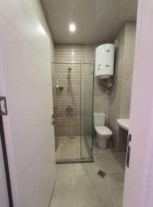 a bathroom with a shower and a toilet at Gonio Seaside Residence in Gonio