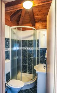 a bathroom with a shower and a toilet and a sink at Apartments Loriana in Šibenik +55 photos