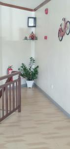 a room with a staircase and a potted plant at Drew Hostel in Tagbilaran City