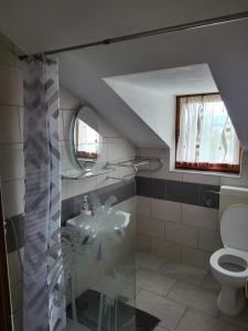 a bathroom with a sink and a toilet at House Sara in Korenica