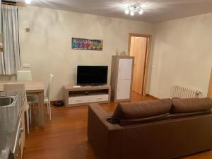 a living room with a couch and a flat screen tv at Canillo L'Areny Star in Canillo