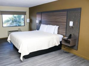 凤凰城Rodeway Inn Phenix City - Columbus的配有大床和电话的酒店房间
