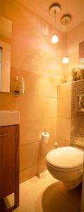 un bagno con un water e un lavandino di Sea front panoramic duplex roof-top a Herzelia Altre 8 foto