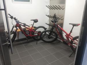 two bikes parked next to each other in a room at Haus am Mühlroan in Sölden