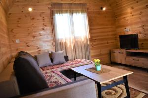 a living room with a couch and a table at Durmitor view - Bungalow in Žabljak
