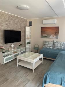 Televízia a/alebo spoločenská miestnosť v ubytovaní TópART Apartman C