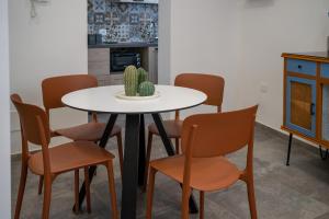 a white table with chairs and a cactus on it at Dragonfly affittacamere in Motta Montecorvino