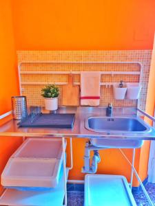 una cocina con fregadero y encimera en LC ROOMS Pisa, en Pisa