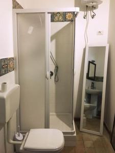 a bathroom with a shower with a toilet and a sink at CASETTA ROMANTICA Tra Etna e mare in Trecastagni