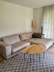 sala de estar con sofá y mesa de centro en Johanna 2 by SMR Rauris Apartments - inc Spa and National Summercard - near Gondola, en Rauris