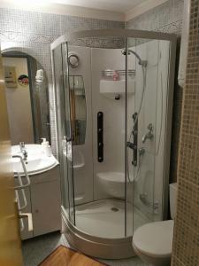 La salle de bains est pourvue d'une douche et d'un lavabo. dans l'établissement La Foux d'Allos - Studio 4 couchages, très proche centre station, à La Foux