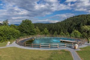 ein Schwimmbad mitten im Wald in der Unterkunft Lake Cottage - Koča ob jezeru in Nazarje