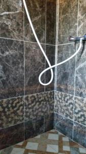 La salle de bains est pourvue d'une douche avec un tuyau. dans l'établissement Studio meublé proche du centre ville, à Marrakech