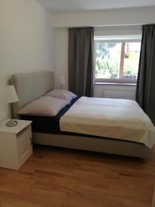 a bedroom with a bed and a window at Ferienwohnung Jonas in Gödnach