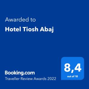 een screenshot van een hotel ticket abattoir met de tekst toegekend aan hotel flush bij Hotel Tiosh Abaj in Santiago Atitlán