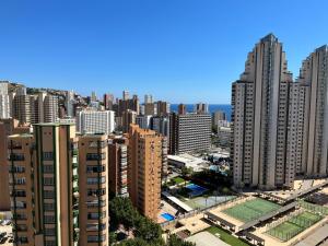 an aerial view of a city with tall buildings at Anna’s apartment in Benidorm