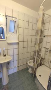 a bathroom with a toilet and a sink at Ema Apartments in Ulcinj