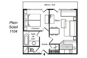 un plan d'étage d'une maison dans l'établissement Residence Plein Soleil, à Méribel