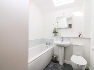 un bagno bianco con un water e un lavandino di Kilmuir Cottage a Tomintoul