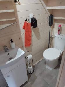 Kúpeľňa v ubytovaní Bocianie Gniazdo - Domek do wynajęcia Pluski + 27 fotografií
