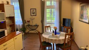 Kuchyň nebo kuchyňský kout v ubytování Apartman 37 rezidence Britania v centru Mariánských Lázní