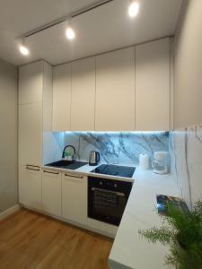 Kuchyňa alebo kuchynka v ubytovaní Apartament Amber - AZW Gdańsk