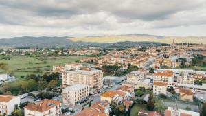 a city with buildings and a sky background at Hotel Minerva in Arezzo