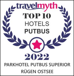 普特布斯的住宿－Parkhotel Putbus Superior International，匹兹堡州顶部的标志