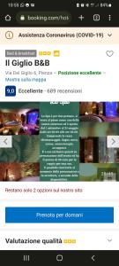 een screenshot van een website bij Il Giglio B&B in Pienza