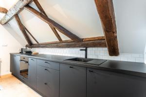 Kuchyňa alebo kuchynka v ubytovaní Apartmány VOLF - Boží Dar